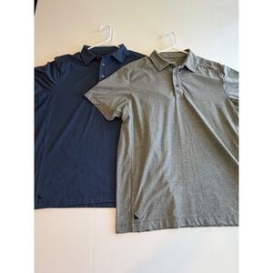 Lot of 2 UNTUCKit Mens Medium Performance Polo Shirts Navy Blue Heather Grey